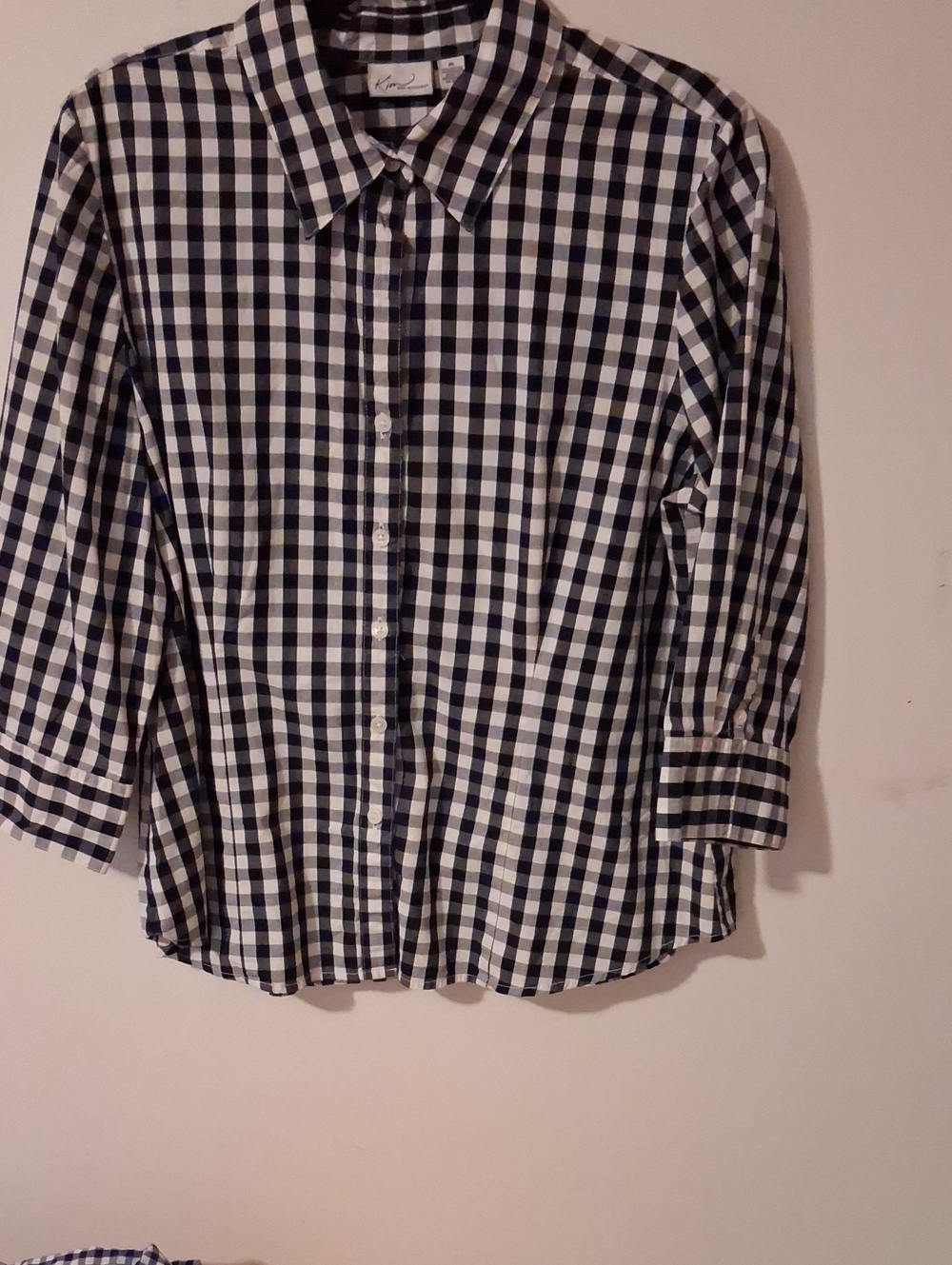 Kim Rogers Black and White Gingham Button-Down Shirt